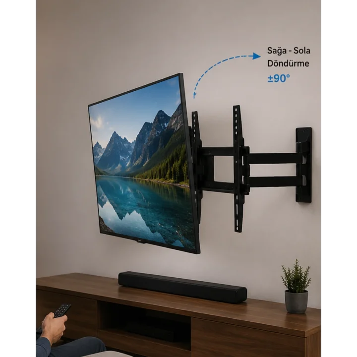 Mey İthalat® LCD LED TV Duvar Aparatı Çift Kollu Hareketli Askı Sistemi