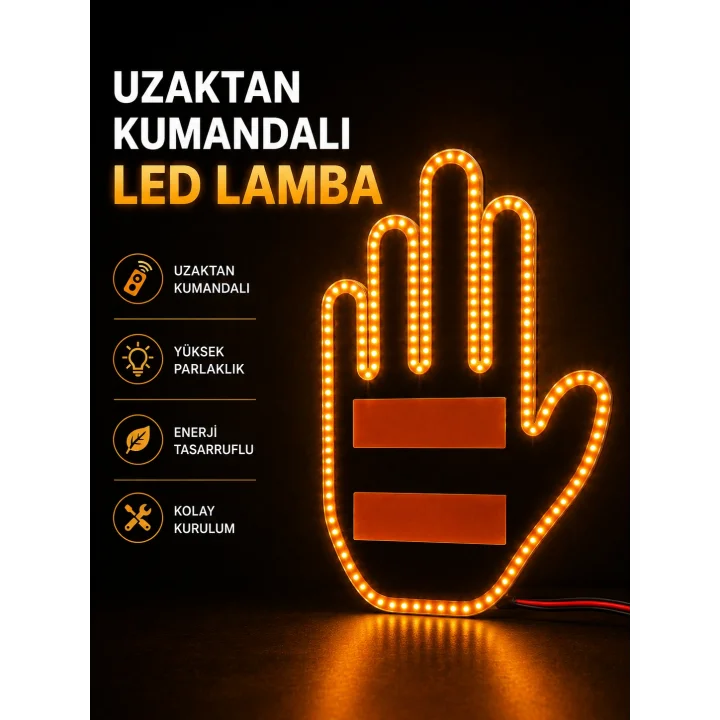 Mey İthalat® Led Işık El İşareti Araç Camı İçin Uzaktan Kumandalı