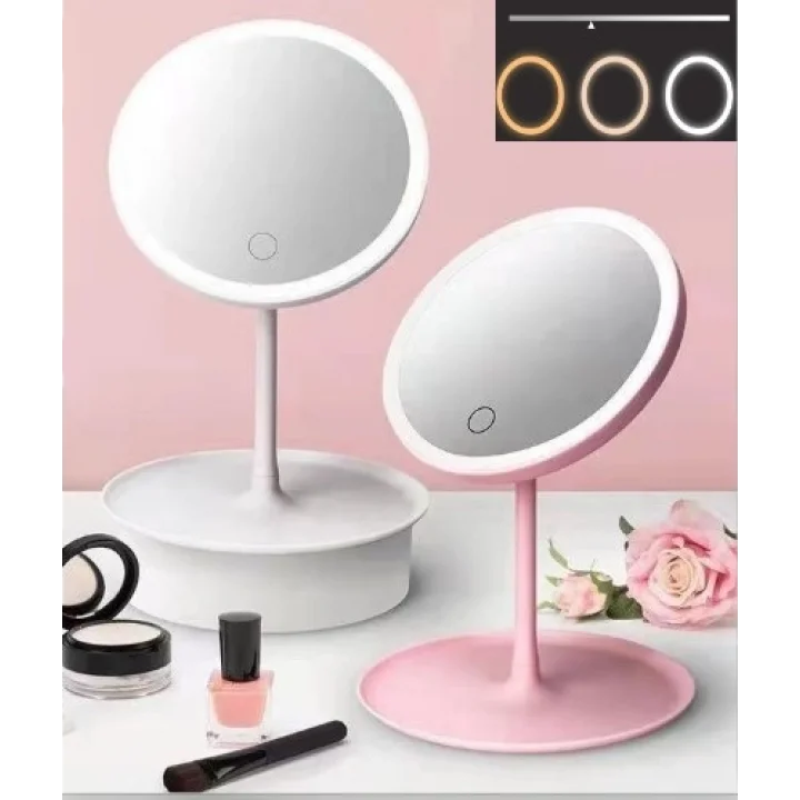 Mey İthalat® Led Işıklı Dokunmatik Makyaj Aynası 3 Kademeli Işık Ayarlı