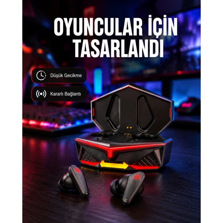 Mey İthalat® Led Işıklı Metal Kasa Kablosuz  Kulaklık Yeni Nesil