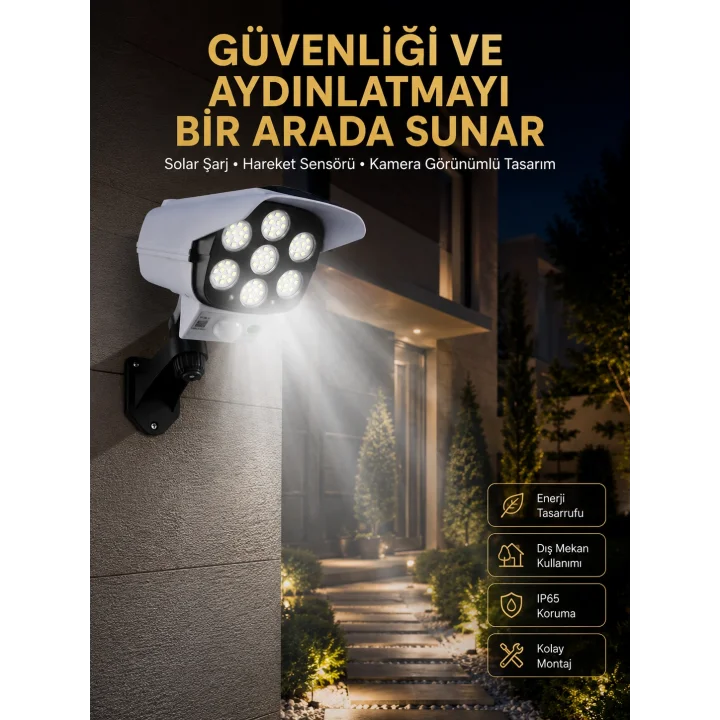 Mey İthalat® LED Lamba-Güneş Paneli Destekli Uzaktan Kumandalı Solar LED Lamba