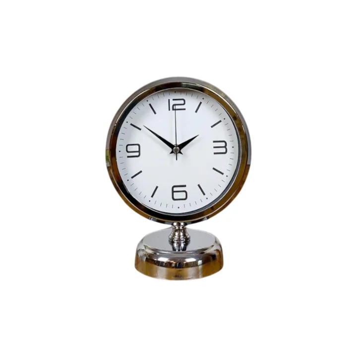 Mey İthalat®  Line 25 x 20 Cm Metal Krom Masa Saati