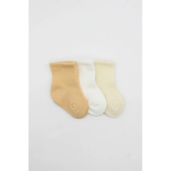 Mey İthalat® Little Love Girl 3lü Penye Soket Çorap 10137 Somon