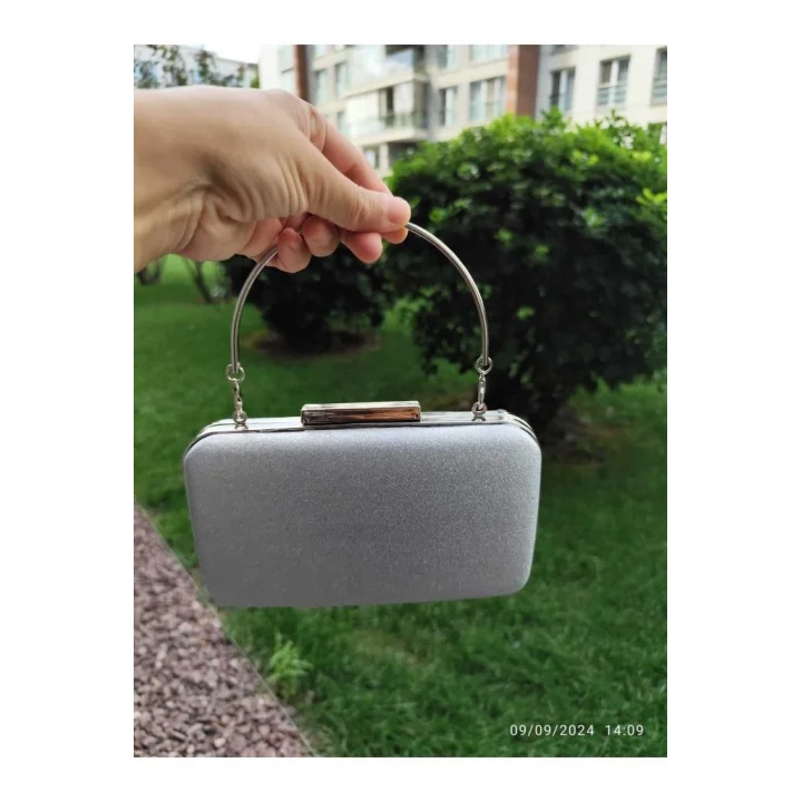 Mey İthalat® Lowell Home  Gümüş Simli Abiye Çanta