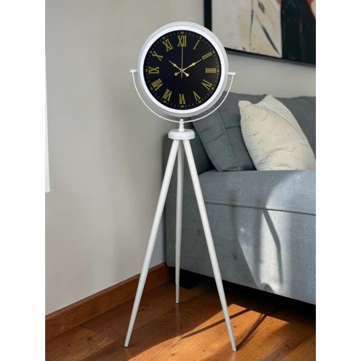 Mey İthalat® Lüks Beyaz Tripod Ayaklı Saat