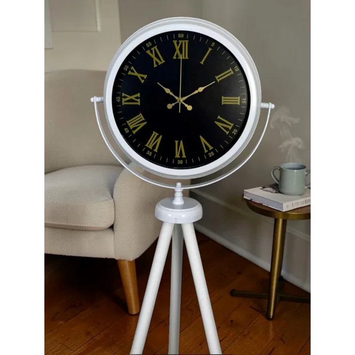 Mey İthalat® Lüks Beyaz Tripod Ayaklı Saat