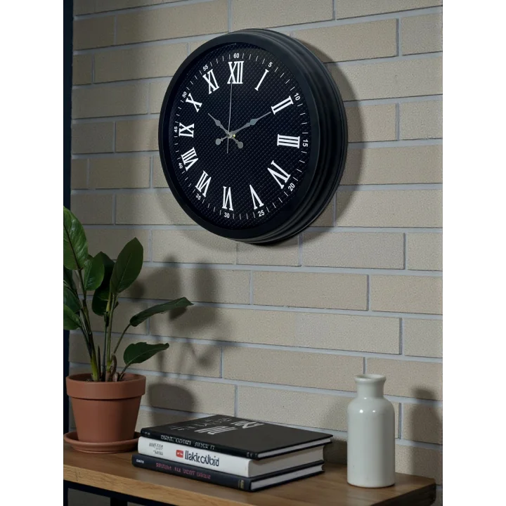 Mey İthalat® Luxury Black 40 Cm Metal Duvar Saati