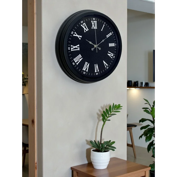 Mey İthalat® Luxury Black 40 Cm Metal Duvar Saati