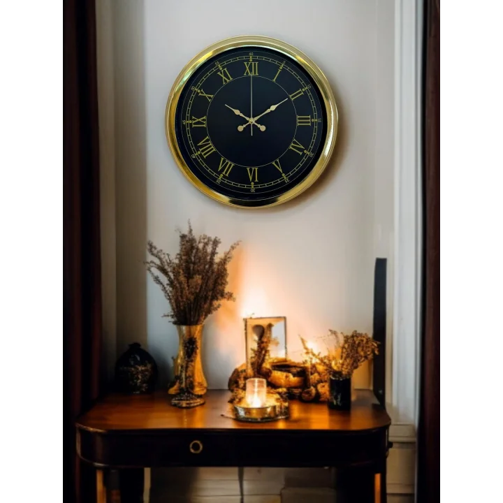 Mey İthalat® Luxury Gold 40 Cm Metal Duvar Saati