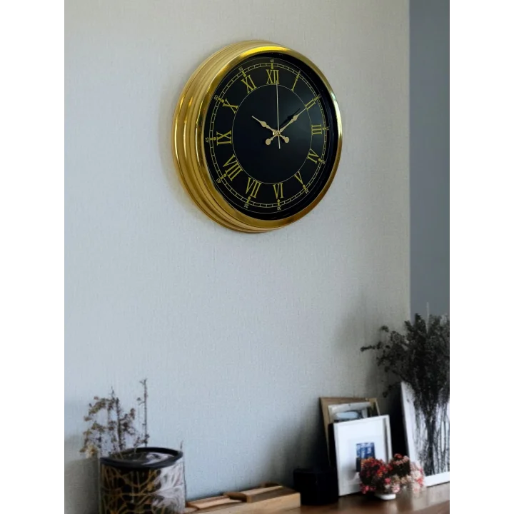 Mey İthalat® Luxury Gold 40 Cm Metal Duvar Saati