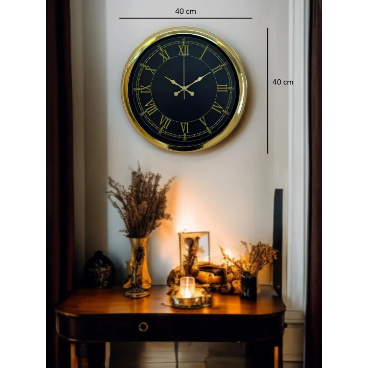 Mey İthalat® Luxury Gold 40 Cm Metal Duvar Saati