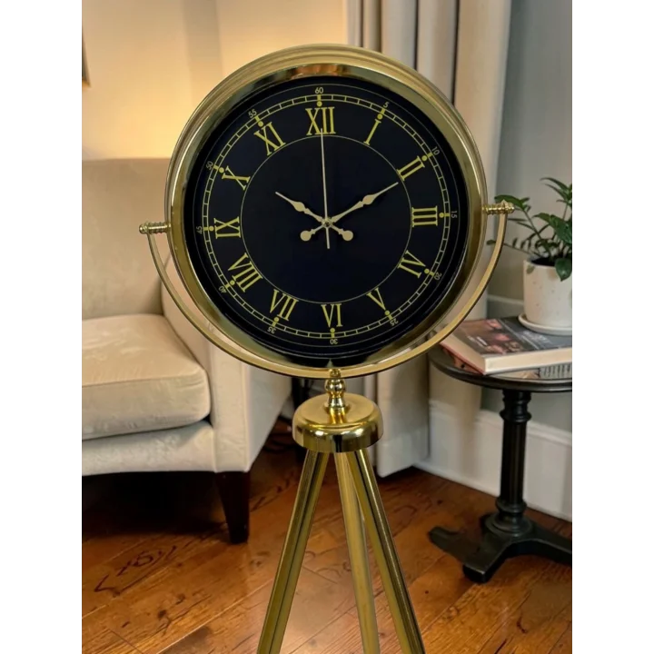 Mey İthalat® Luxury Gold Tripod Ayaklı Modern Saat