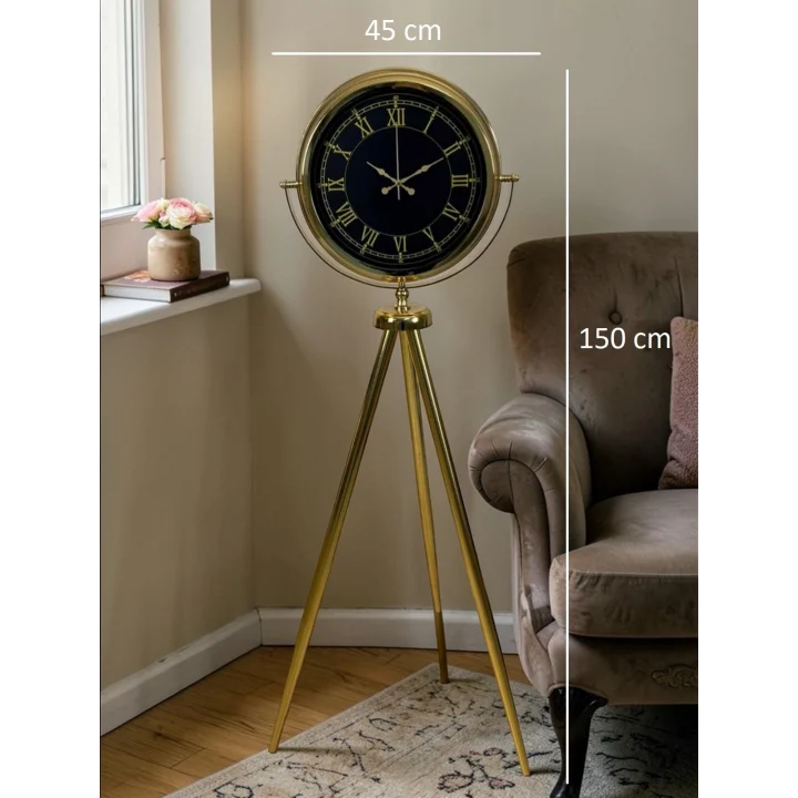 Mey İthalat® Luxury Gold Tripod Ayaklı Modern Saat