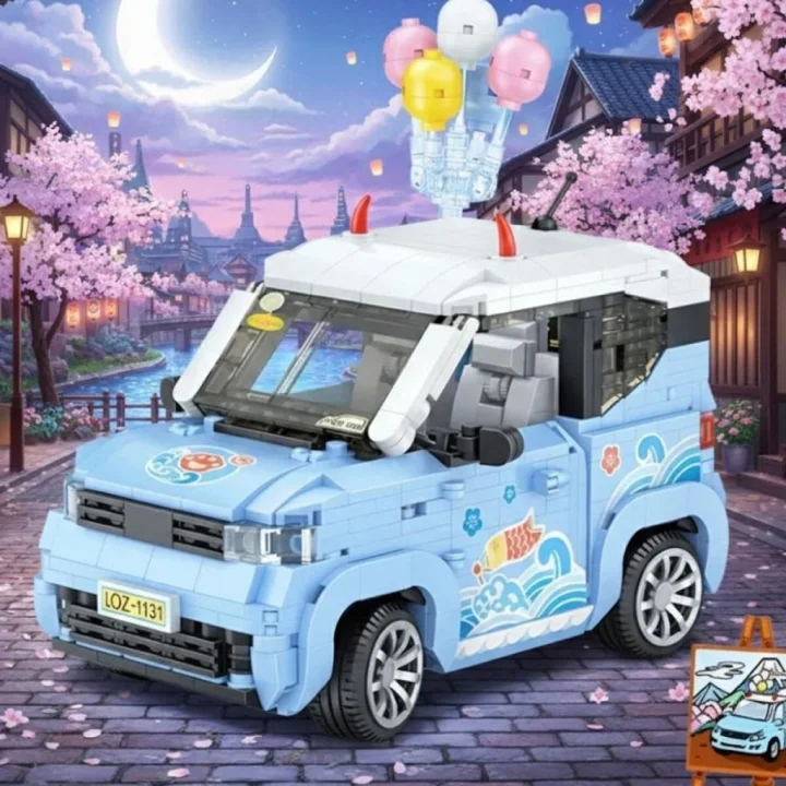 Mey İthalat® LZ-1131  BALON ARABASI MAVİ 875 PARÇA BLOCK OYUNCAK