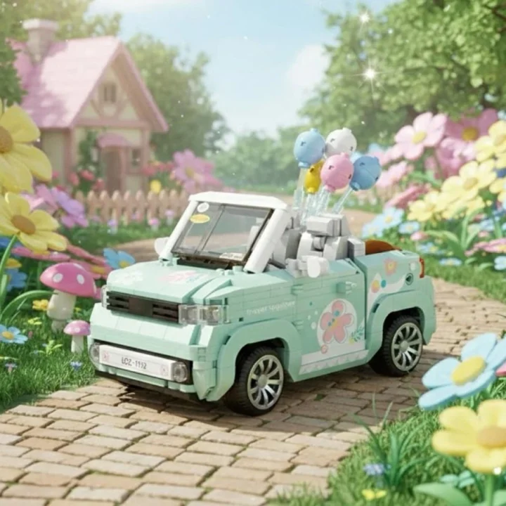 Mey İthalat® LZ-1132  BALON ARABASI YEŞİL 779 PARÇA BLOCK OYUNCAK