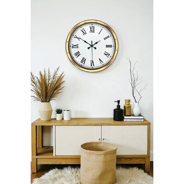 Mey İthalat® Majestic Gold 40 Cm Metal Duvar Saati