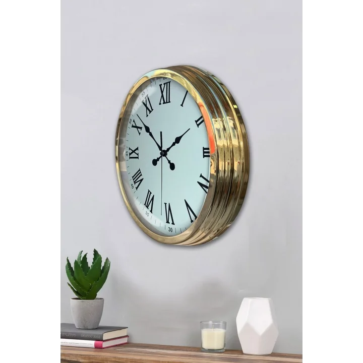 Mey İthalat® Majestic Gold 40 Cm Metal Duvar Saati