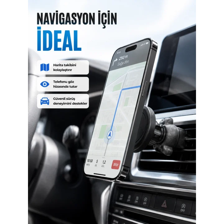 Mey İthalat® Manyetik Araç Telefon Tutucu Güçlü Mıknatıslı Havalandırma Aparatı