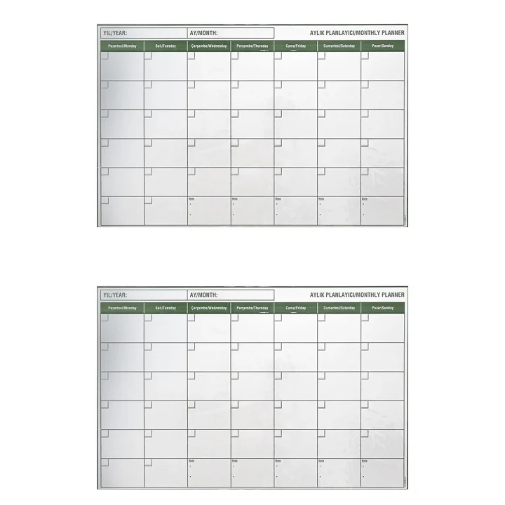 Mey İthalat®  Manyetik Yapışkanlı Bir Aylık Program Planlayıcı Takvim 85x56 cm