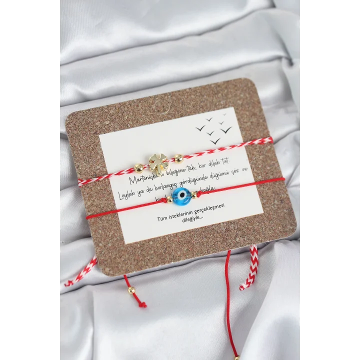 Mey İthalat® Marteniçka Bileklik 2li Yonca ve Nazarlı Model