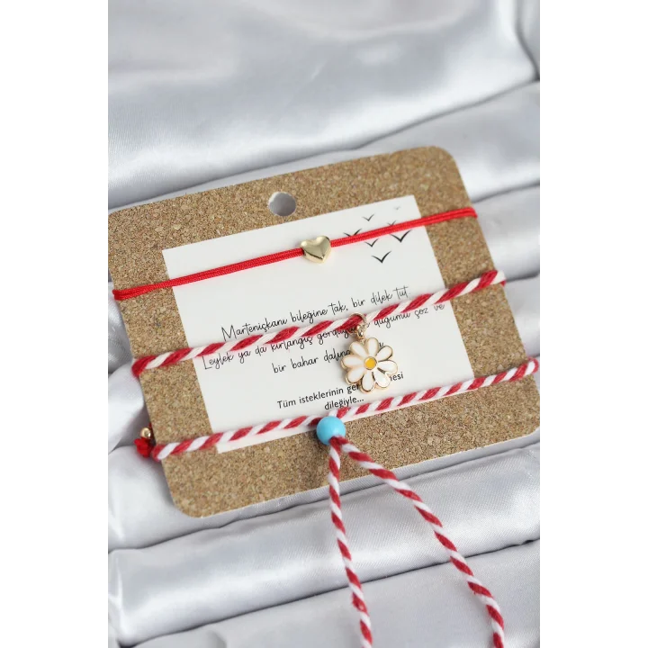 Mey İthalat® Marteniçka Bileklik 3lü Papatya ve Kalp Model