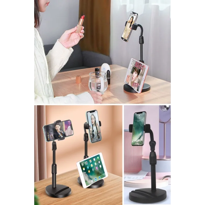 Mey İthalat®  Masa Üstü Tablet ve Telefon Tutucu Plastik Aparat Siyah Telefon Standı