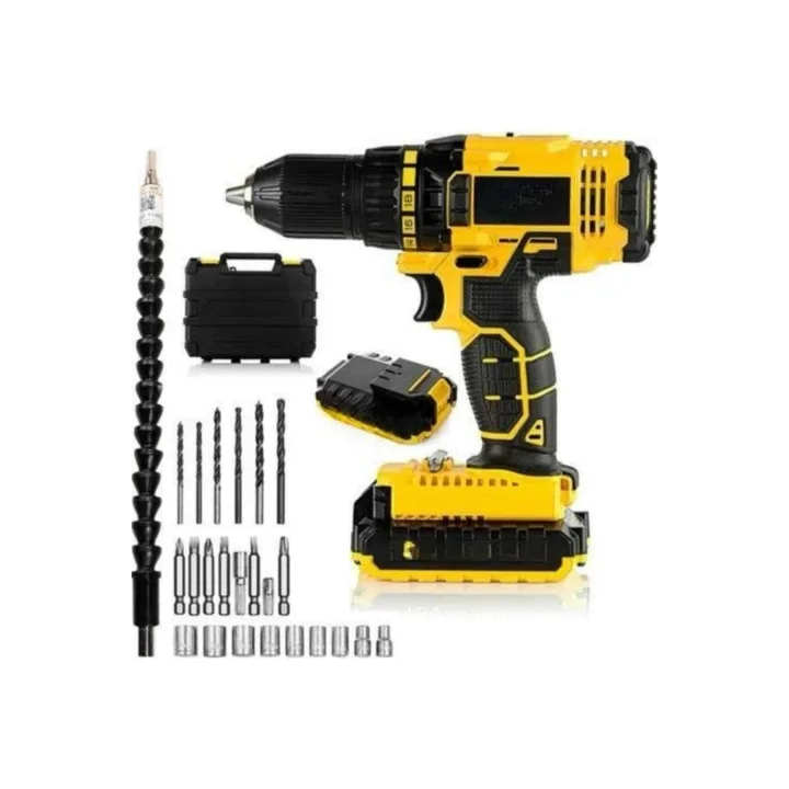 Mey İthalat® Matkap Seti 24 Parça Çift Bataryalı Darbeli Led Işıklı Vidalama