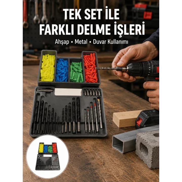 Mey İthalat® Matkap Ucu Seti Organizerli Çok Amaçlı Delme Uçları Yeni Nesil