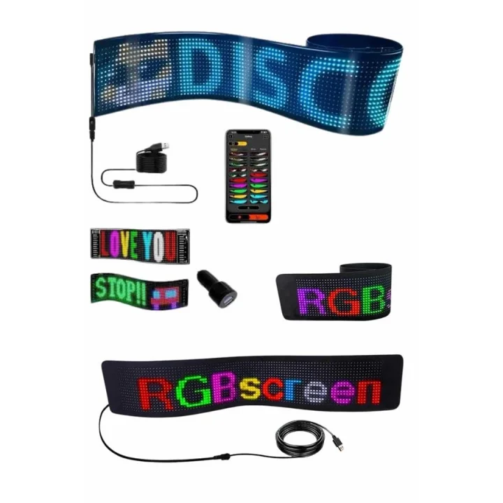 Mey İthalat® Matrix Led Cama Yapışan Telefon Kontrollü Panel Dijital Ekran Kumandalı