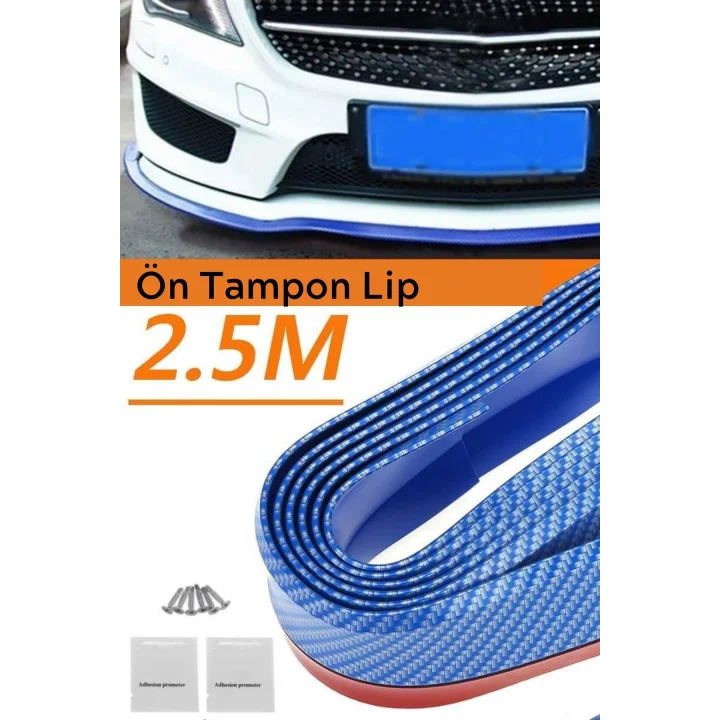 Mey İthalat®  Mavi 2,5 Metre Araba Oto Ön Tampon Koruyucu Kauçuk Pratik Tampon Şerit Bant Döşeme Kiti