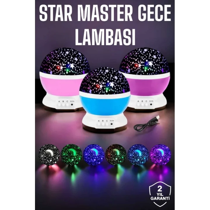 Mey İthalat® Mavi ve Mor Işıklı Projeksiyon Lambası