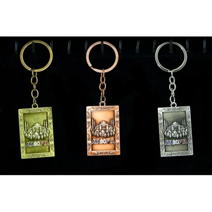 Mey İthalat® Metal Ayasofya Anahtarlık Dikdörtgen Tasarım
