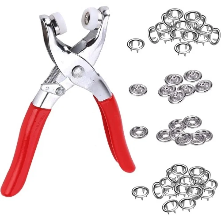 Mey İthalat® Metal Çıtçıt Düğme Pensesi ve 25 Set Düğme Takımı