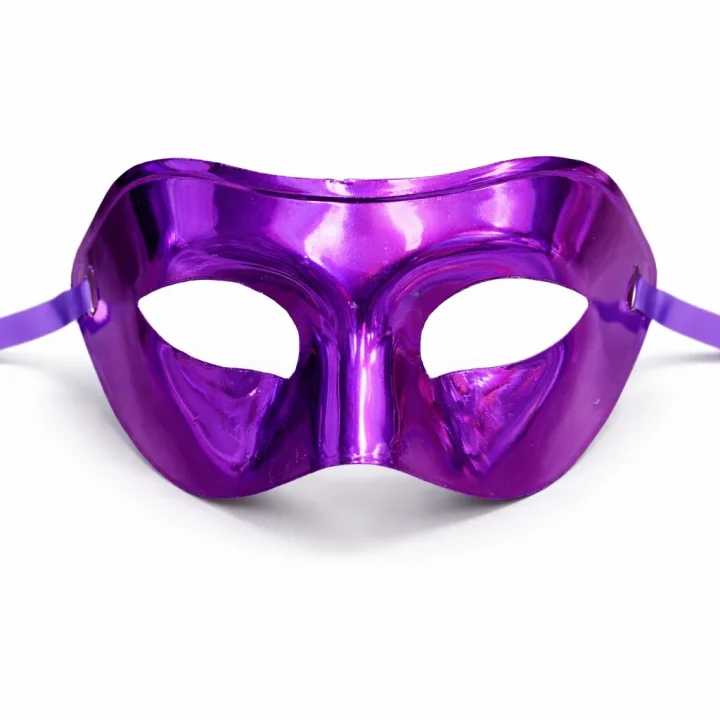 Mey İthalat® Metalize Parlak Parti Maskesi Mor Renk 16x7 cm