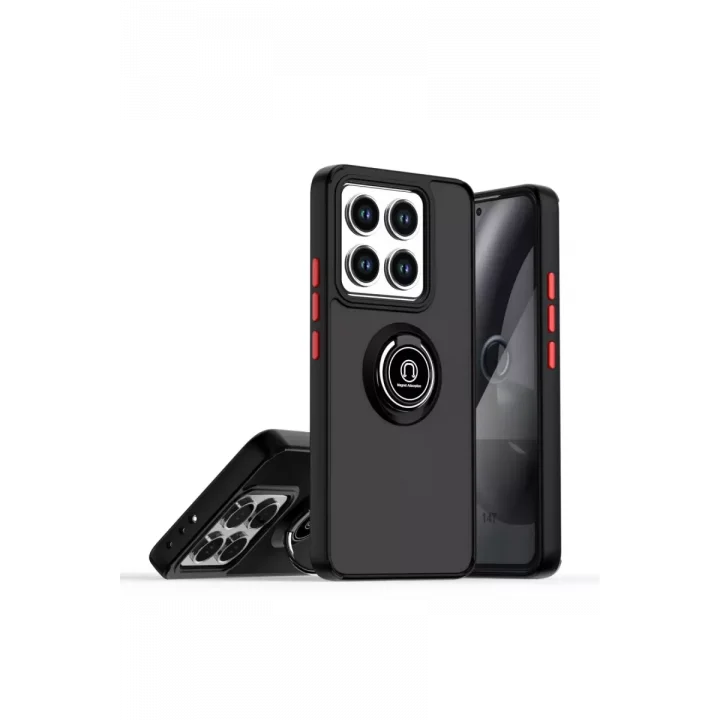 Mey İthalat®   Mi 14T Pro Kılıf Montreal Yüzüklü Silikon Kapak - Siyah