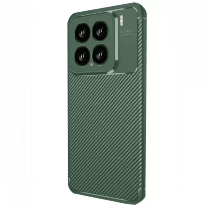 Mey İthalat®   Mi 15 Kılıf Auto Focus Karbon Kapak - Koyu Yeşil