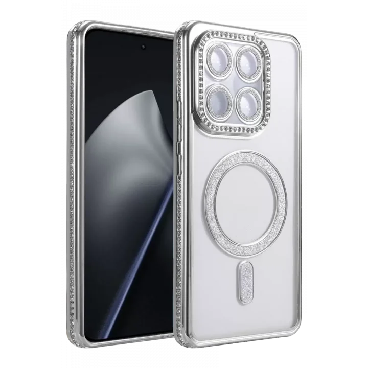 Mey İthalat®   Mi 15T Pro Joke Simli Magneticsafe Kılıf - Gümüş