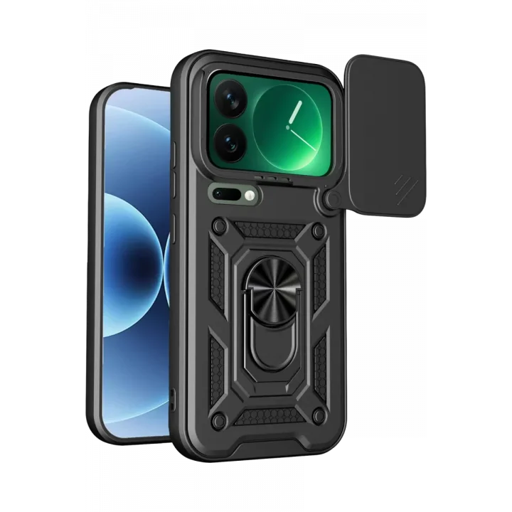Mey İthalat®   Mi 17 Pro Max Pars Lens Yüzüklü Silikon - Siyah
