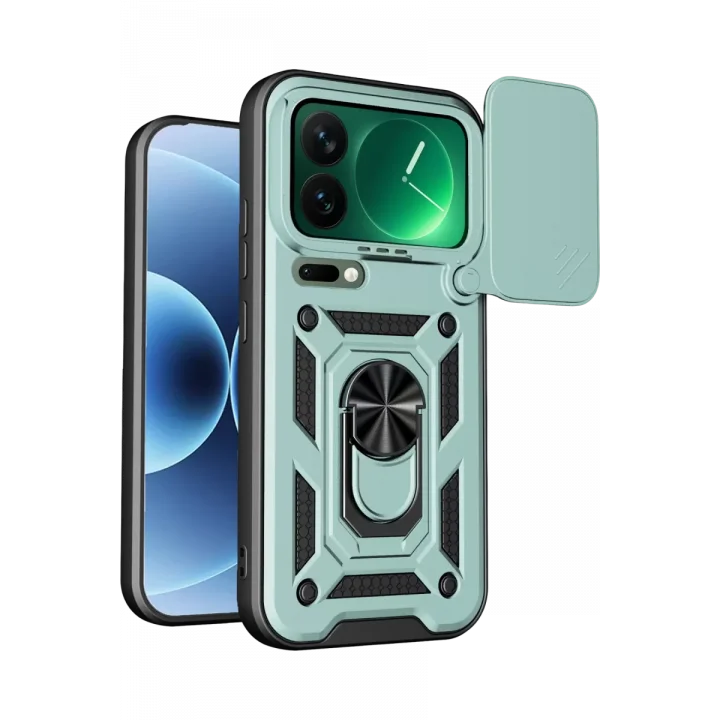 Mey İthalat®   Mi 17 Pro Max Pars Lens Yüzüklü Silikon - Yeşil