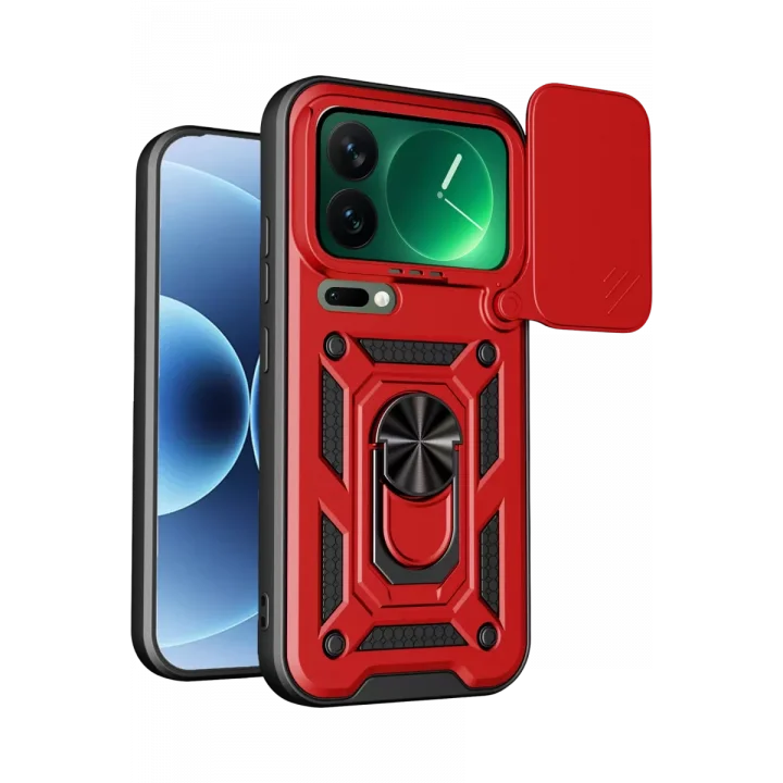 Mey İthalat®   Mi 17 Pro Pars Lens Yüzüklü Silikon - Kırmızı