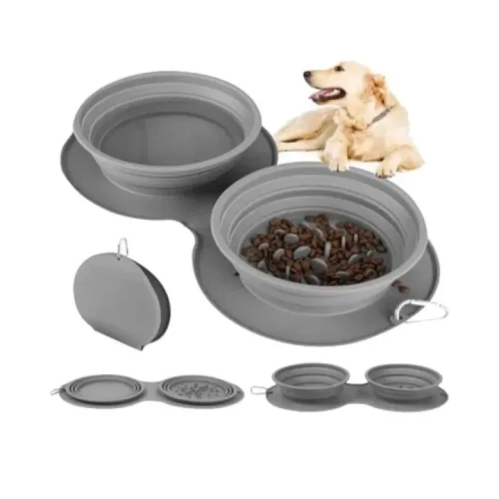 Mey İthalat® Mikopet Katlanabilir İkili Mama ve Su Kabı
