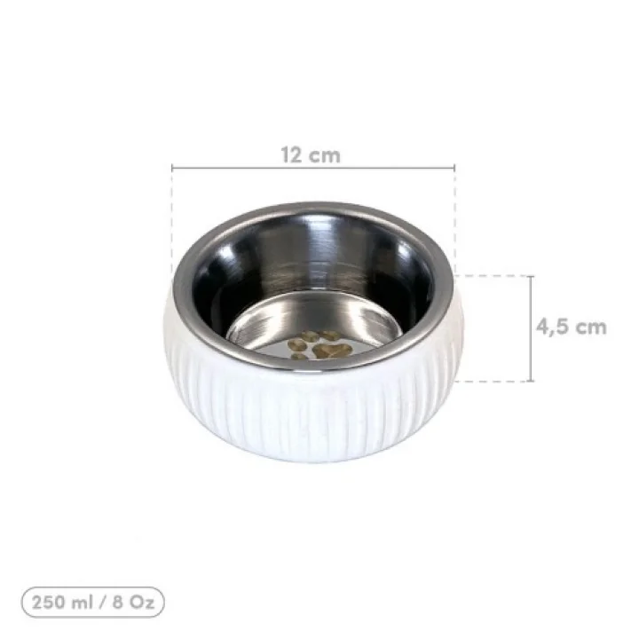 Mey İthalat® Mikopet Organik Seramik Mama Kabı Beyaz