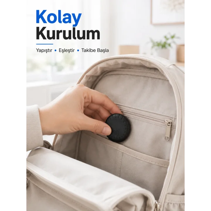 Mey İthalat® Mini Akıllı Takip Cihazı 2 Yıl Pil Ömrü Android iOS Uyumlu Çanta Araç Valiz Takip Aparatı
