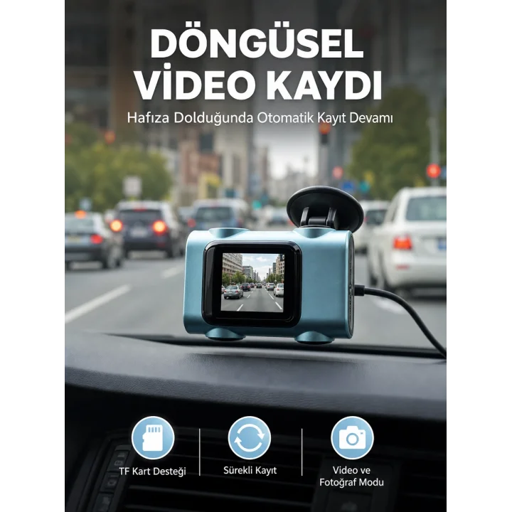 Mey İthalat® Mini Araç İçi Kamera Sürekli Kayıt Geniş Açılı Yeni Nesil