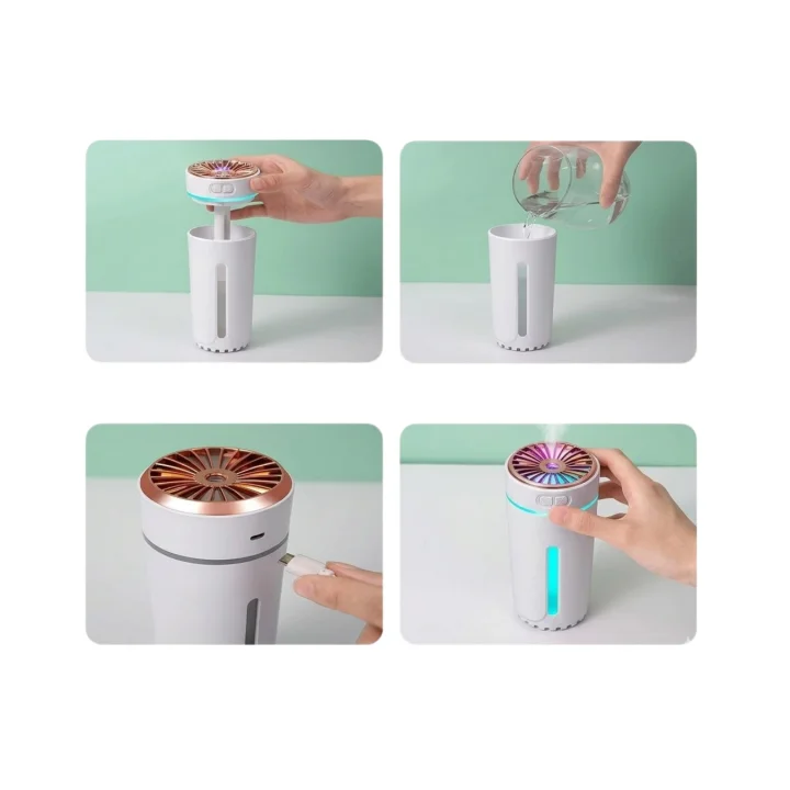 Mey İthalat® Mini Araç Nemlendirici 5 Esans Hediyeli USB Işıklı Koku Difüzörü