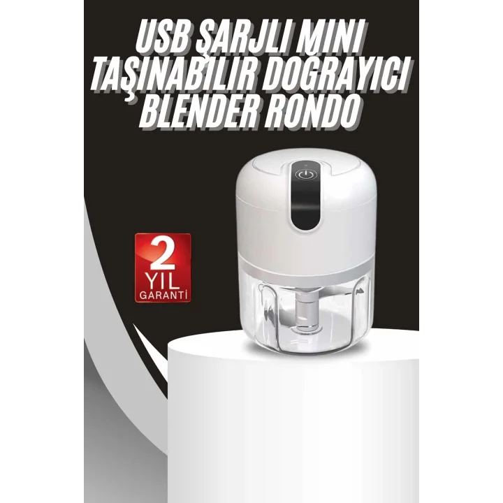 Mey İthalat® Mini Doğrayıcı Rondo Taşınabilir Mini El Blender Paslanmaz Çelik