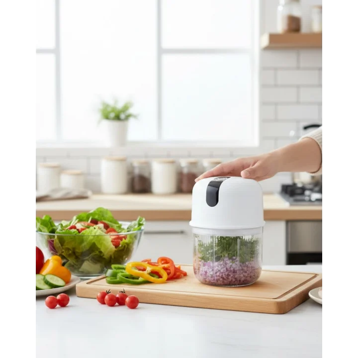 Mey İthalat® Mini Mutfak Robotu Sarımsak ve Sebze Doğrayıcı