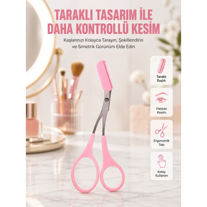 Mey İthalat® Mini Taraklı Kaş Düzeltici – Hassas Şekillendirme ve Taşınabilir Tasarım