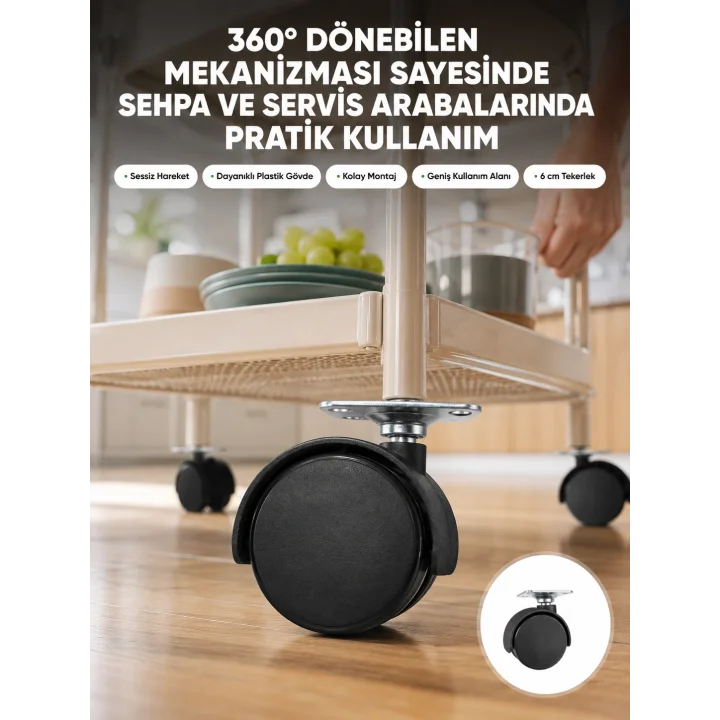 Mey İthalat® Mobilya Tekerleği 6 cm Kilitsiz Tekli Satış