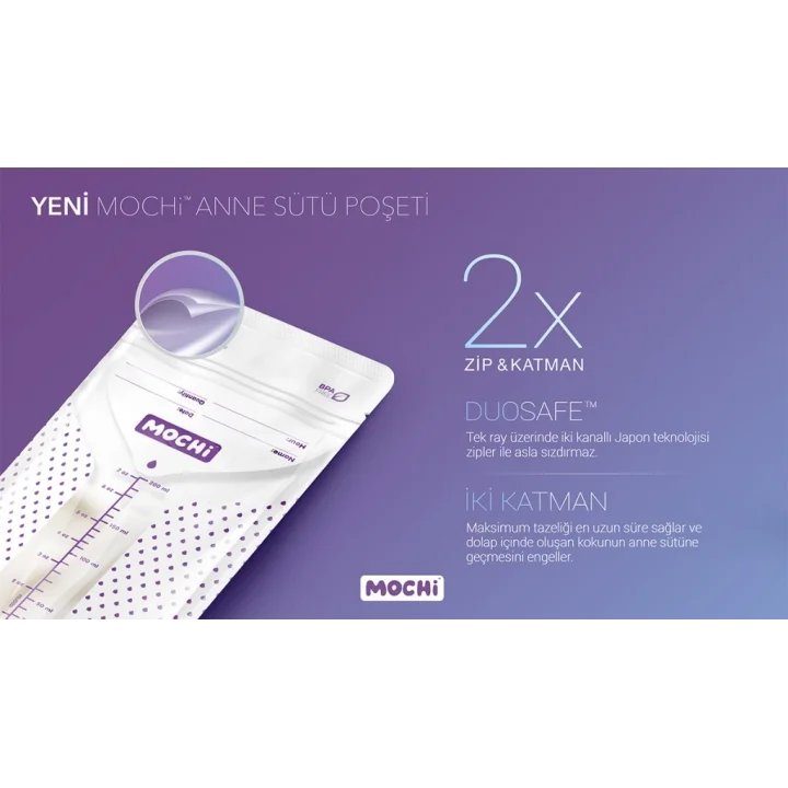 Mey İthalat® Mochi Anne Sütü Saklama Poşeti 120 Adet